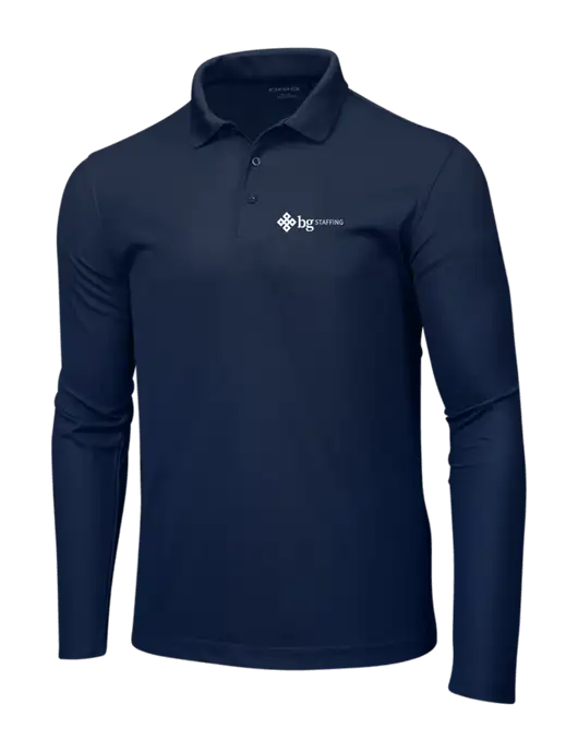 OGIO Navy Caliber 2.0 Long Sleeve Polo w/BG Staffing Logo