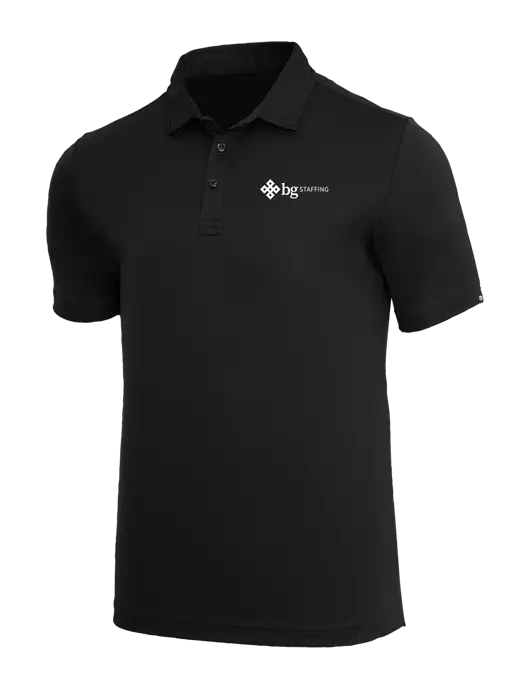 TravisMathew Black Coto Performance Polo w/BG Staffing Logo