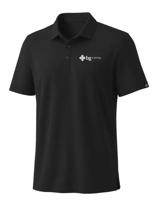 TravisMathew Black Coto Performance Polo w/BG Staffing Logo