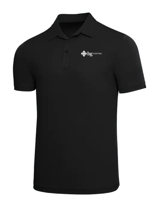 TravisMathew Black Solid Oceanside Polo w/BG Staffing Logo