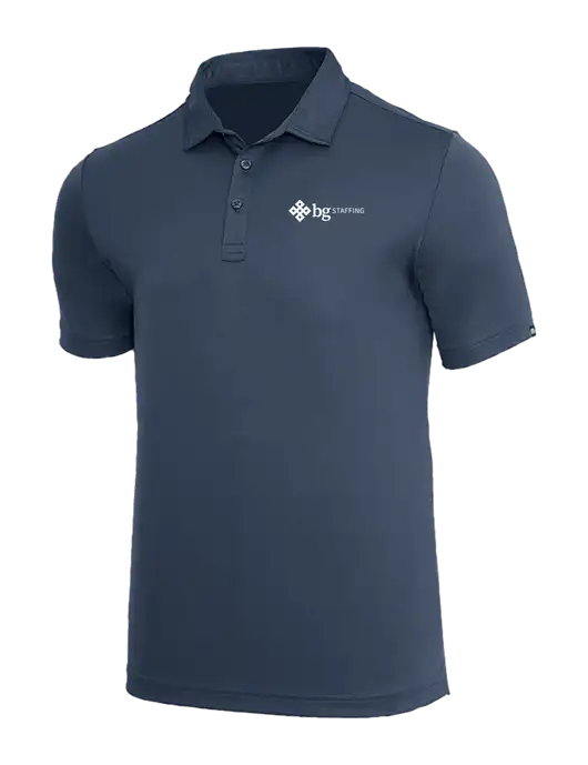 TravisMathew Dark Slate Blue Coto Performance Polo w/BG Staffing Logo