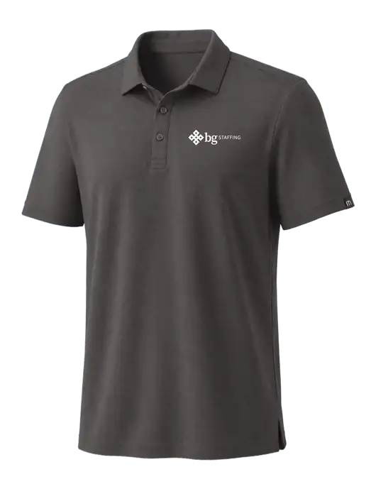 TravisMathew Med Dark Grey Coto Performance Polo w/BG Staffing Logo