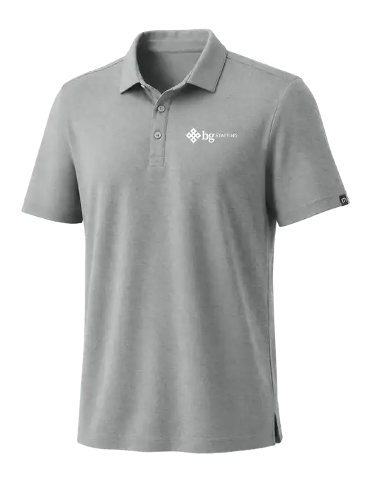 TravisMathew Medium Grey Heather Coto Performance Polo w/BG Staffing Logo
