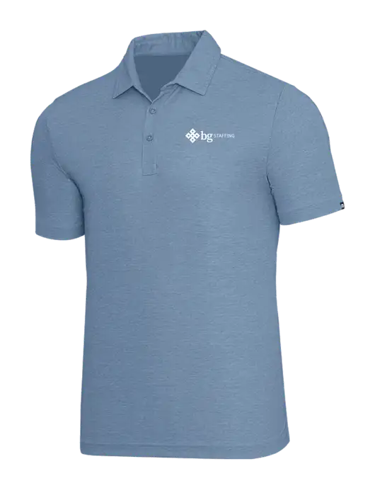 TravisMathew Slate Blue Heather Oceanside Polo w/BG Staffing Logo