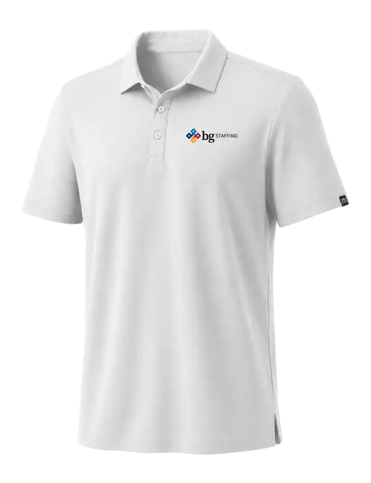 TravisMathew White Coto Performance Polo w/BG Staffing Logo