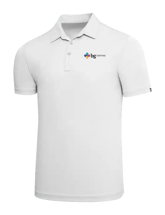 TravisMathew White Solid Oceanside Polo w/BG Staffing Logo