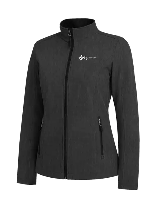 Black Charcoal Heather Womens Core Soft Shell Jacket w/BG Staffing Logo