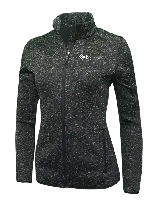 Black Heather Womens Sweater Fleece Jacket w/BG Staffing Logo
