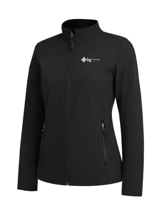 Black Womens Core Soft Shell Jacket w/BG Staffing Logo