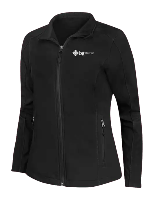 Black Womens Core Soft Shell Jacket w/BG Staffing Logo