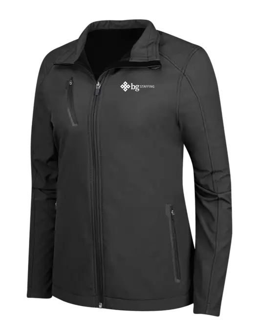 Black Womens Welded Softshell Jacket w/BG Staffing Logo