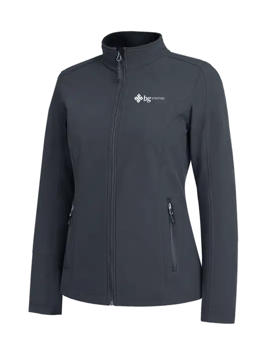 Charcoal Grey Womens Core Soft Shell Jacket w/BG Staffing Logo