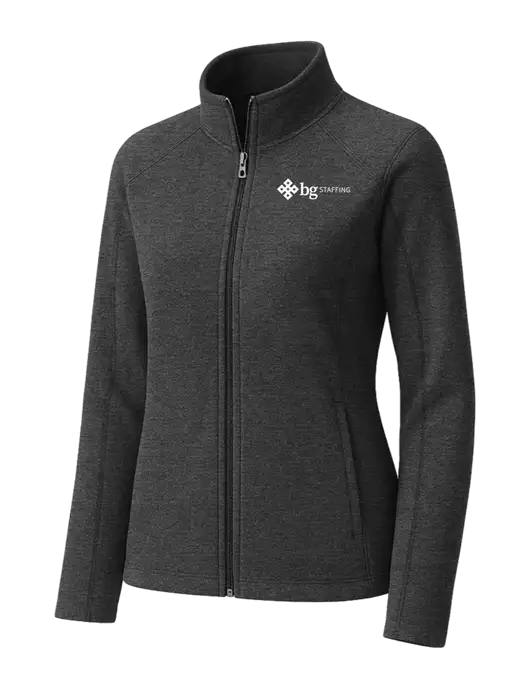 Charcoal Womens Heather Microfleece Full-Zip Jacket w/BG Staffing Logo