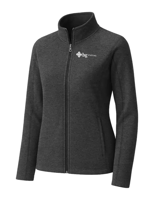 Charcoal Womens Heather Microfleece Full-Zip Jacket w/BG Staffing Logo