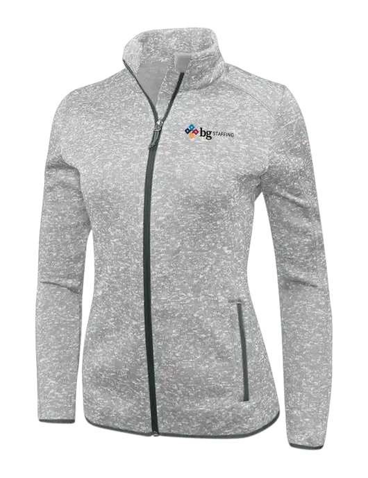 Grey Heather Womens Sweater Fleece Jacket w/BG Staffing Logo