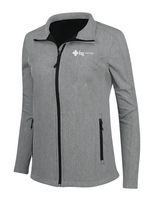 Medium Grey Heather Womens Core Soft Shell Jacket w/BG Staffing Logo