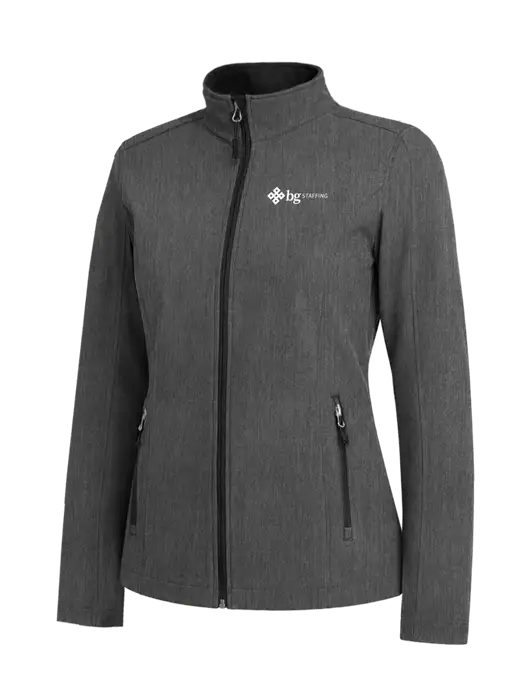 Medium Grey Heather Womens Core Soft Shell Jacket w/BG Staffing Logo