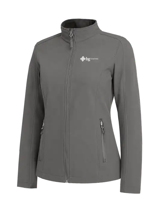 Medium Grey Womens Core Soft Shell Jacket w/BG Staffing Logo