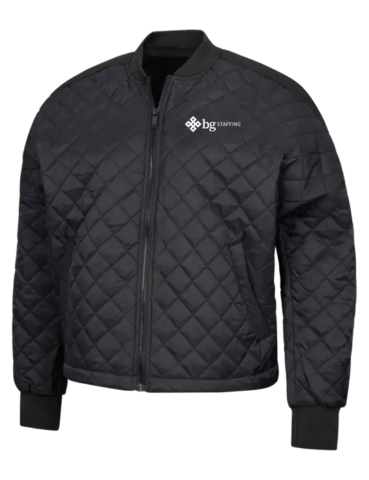 Mercer+Mettle Black Womens Boxy Quilted Jacket w/BG Staffing Logo