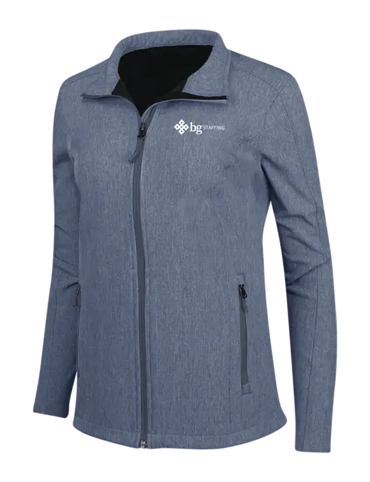 Navy Heather Womens Core Soft Shell Jacket w/BG Staffing Logo