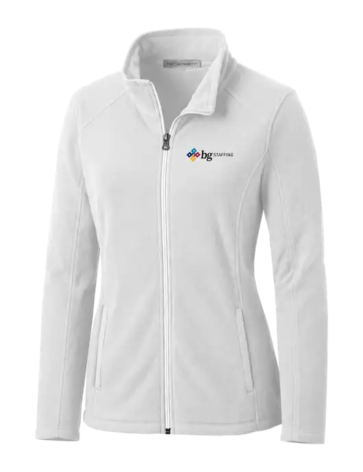 White Womens Microfleece Jacket w/BG Staffing Logo