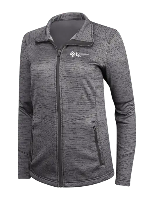 Womens Dark Grey Digi Stripe Fleece Jacket w/BG Staffing Logo
