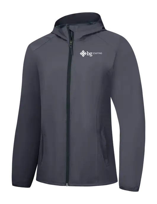 Womens Dark Grey Essential Rain Jacket w/BG Staffing Logo