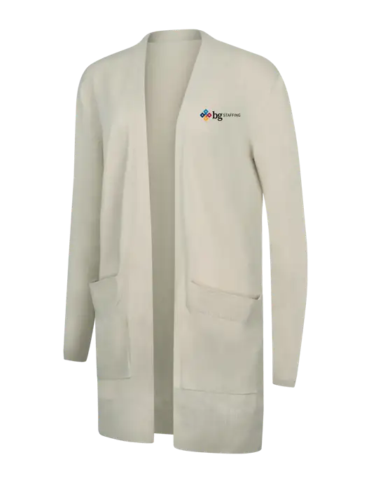 Mercer+Mettle Womens Ivory Open Front Cardigan Sweater w/BG Staffing Logo