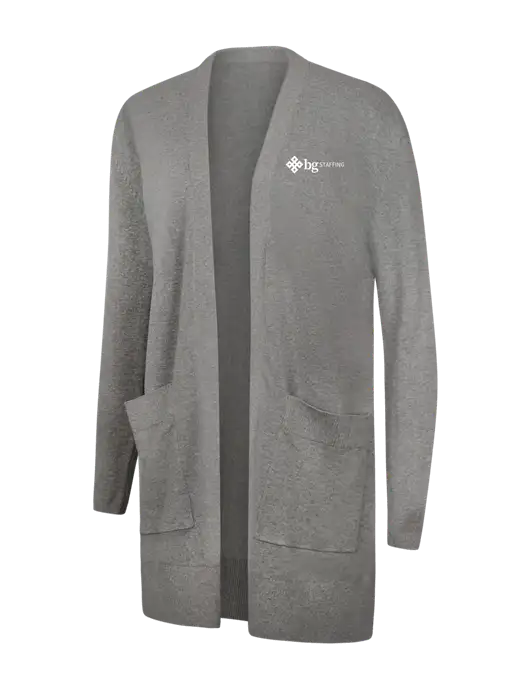 Mercer+Mettle Womens Light Grey Heather Open Front Cardigan Sweater w/BG Staffing Logo