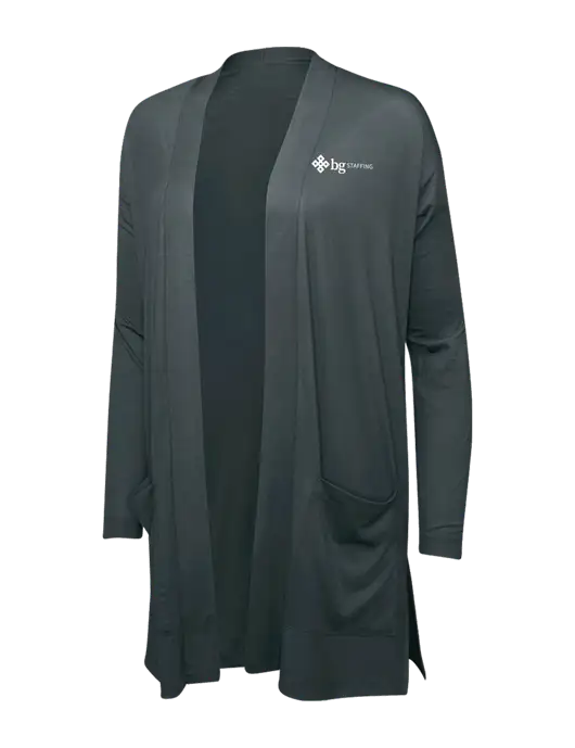 Smoke Grey Womens Concept Long Pocket Cardigan w/BG Staffing Logo