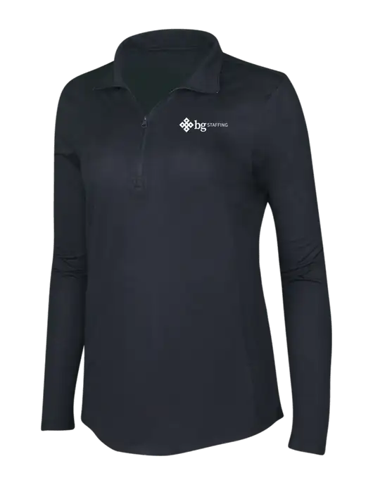 Black Triad Solid Womens Posicharge Tri-Blend Wicking 1/4 Zip Pullover w/BG Staffing Logo