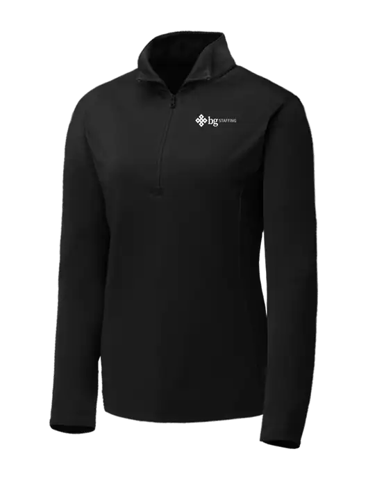 Black Womens Posicharge Competitor ¼ Zip Pullover w/BG Staffing Logo