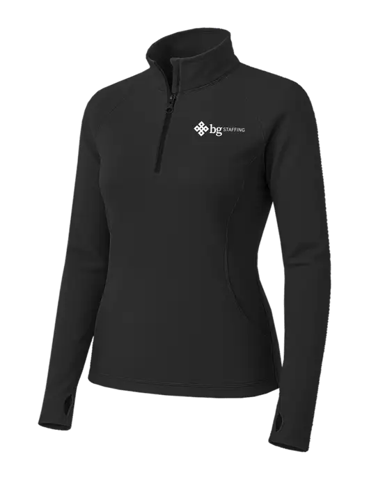 Charcoal Grey Womens Sport Wick Stretch 1/4 Zip Pullover w/BG Staffing Logo