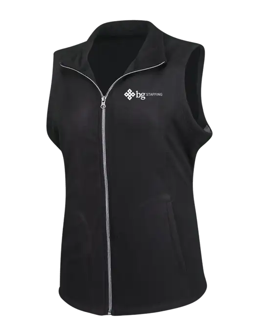 Black Womens Microfleece Vest w/BG Staffing Logo