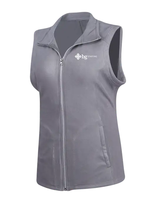 Medium Grey Womens Microfleece Vest w/BG Staffing Logo