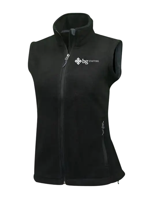 Womens Black Fleece Vest w/BG Staffing Logo