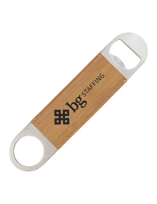 Bamboo Leatherette Bottle Opener w/BG Staffing Logo