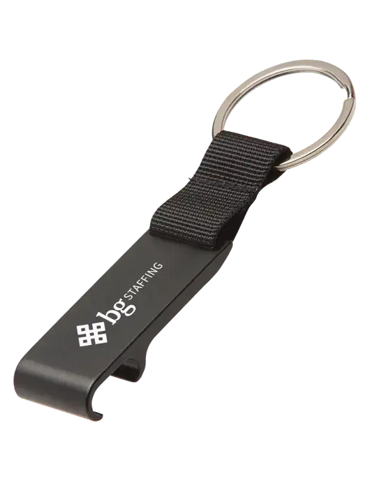 Black Bottle Opener & Key Ring w/BG Staffing Logo