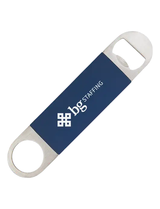 Navy Bottle Opener with Silicone Grip w/BG Staffing Logo