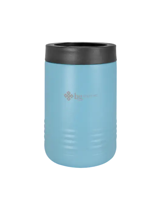 Polar Camel 12 oz Powder Coated Light Blue Vacuum Insulated Beverage Holder w/BG Staffing Logo