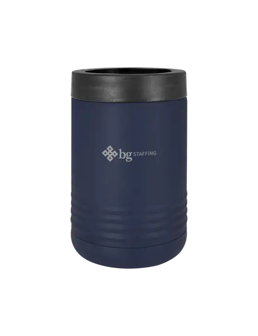 Polar Camel 12 oz Powder Coated Navy Vacuum Insulated Beverage Holder w/BG Staffing Logo