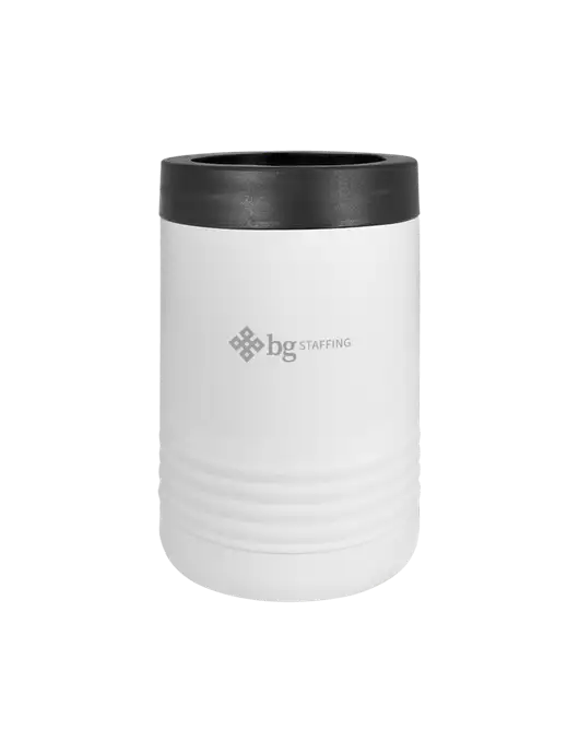 Polar Camel 12 oz Powder Coated White Vacuum Insulated Beverage Holder w/BG Staffing Logo
