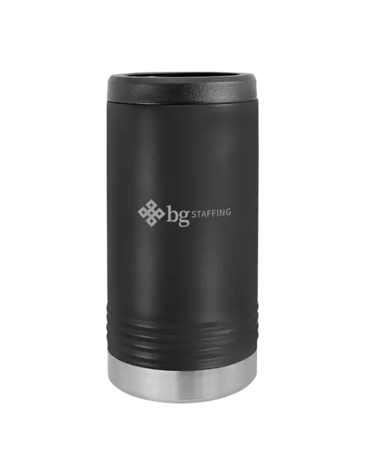 Polar Camel Powder Coated Black Vacuum Insulated Slim Beverage Holder w/BG Staffing Logo