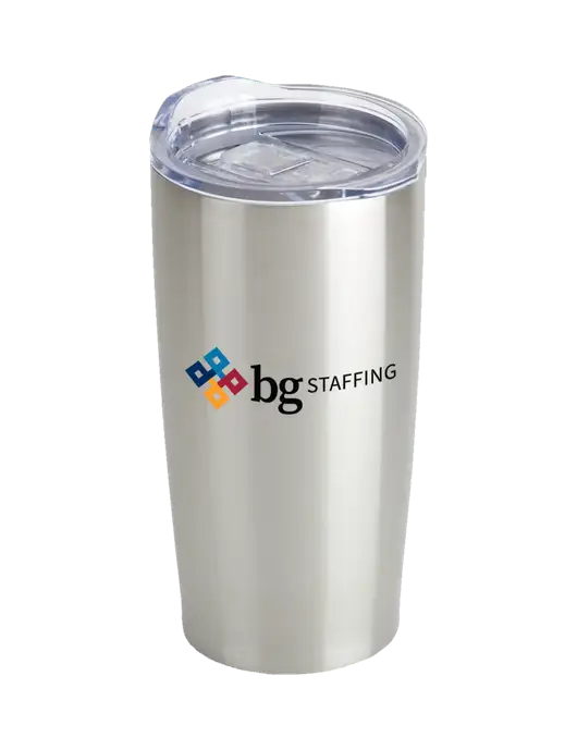 Society Silver 20 oz Insulated Tumbler w/BG Staffing Logo