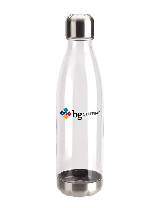 Bayside Tritan Clear 25 oz Bottle with Stainless Base and Cap w/BG Staffing Logo