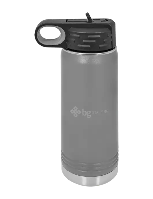 Polar Camel 20 oz Powder Coated Grey Vacuum Insulated Water Bottle w/BG Staffing Logo