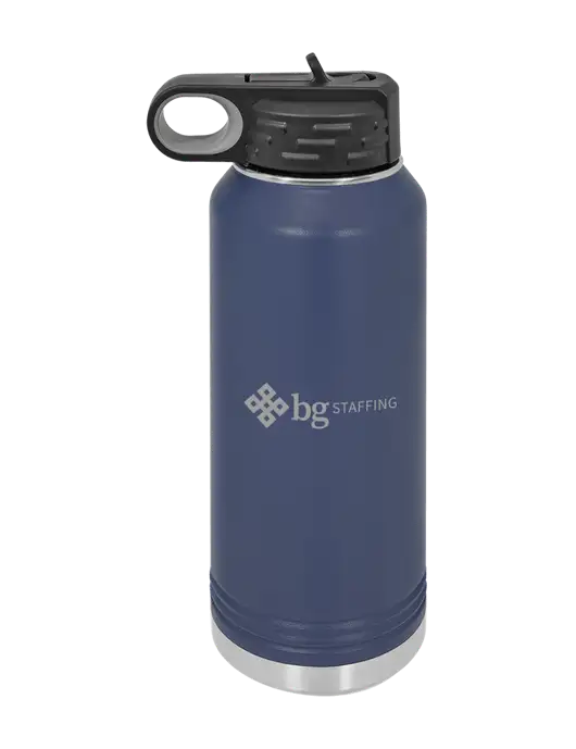 Polar Camel 32 oz Powder Coated Navy Vacuum Insulated Water Bottle w/BG Staffing Logo