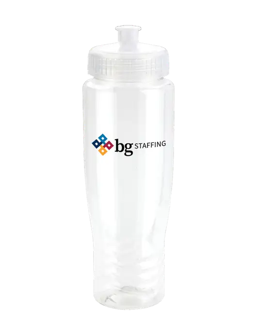 Roam Clear 28 oz Eco-Polyclear Bottle with Push Pull Lid w/BG Staffing Logo
