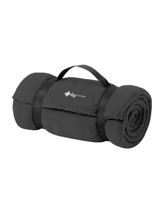 Casual Midnight Heather Fleece Blanket With Strap w/BG Staffing Logo