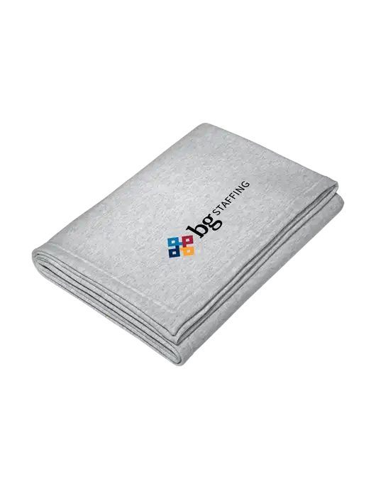 Core Light Grey Heather Fleece Sweatshirt Blanket w/BG Staffing Logo